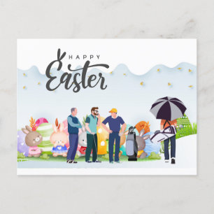 Ostern Golf mit Golfball und Ei für Golfer  Feiertagspostkarte
