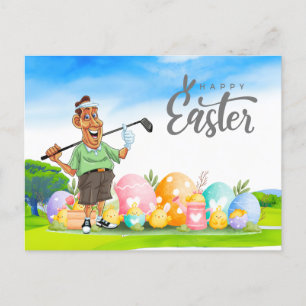 Ostern Golfen mit Golfball und Ei für Golfer  Feiertagspostkarte