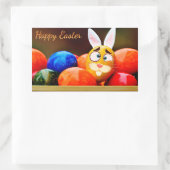 Ostern - "Happy Oaster" - Sonne/Eier Rechteckiger Aufkleber (Tasche)