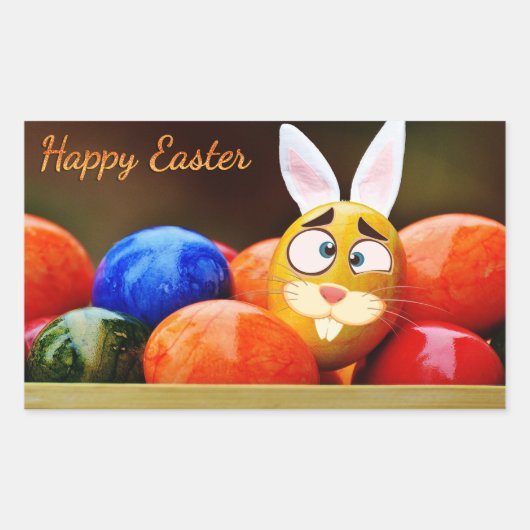Ostern - "Happy Oaster" - Sonne/Eier Rechteckiger Aufkleber (Vorderseite)