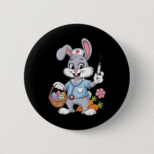 Ostern Hasen-Krankenschwester Stethoskop Kaninchen Button (Vorderseite)