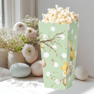 Ostern, Hasen und bunte Eier in einem Weidenkorb Geschenkschachtel