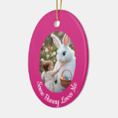 Ostern Hasen und Kind Foto rosa blau Oval Rahmen Keramik Ornament (Links)