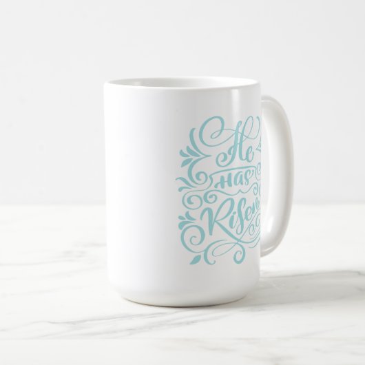 Ostern hat er Christliche Script Pastel Aquamarin Kaffeetasse (VorderseiteRechts)