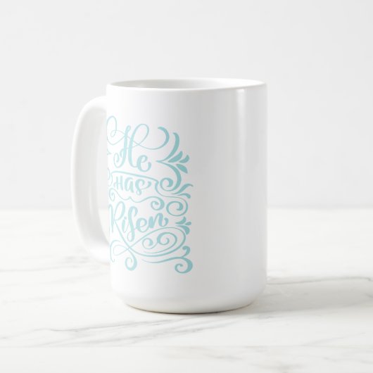 Ostern hat er Christliche Script Pastel Aquamarin Kaffeetasse (Vorderseite Links)