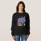 Ostern Hippo Bunny Egg Jagd Hippopotamus Osterfest Sweatshirt (Vorne ganz)