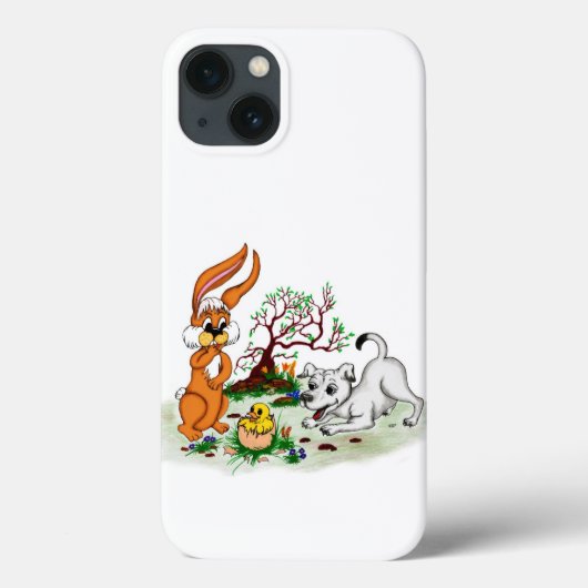 Ostern - Hündchen Kapuzinerkolben und Küken Case-Mate iPhone Hülle (Rückseite)
