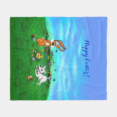 Ostern - Hündchen Kapuzinerkolben und Küken Fleecedecke (Vorderseite (Horizontal))