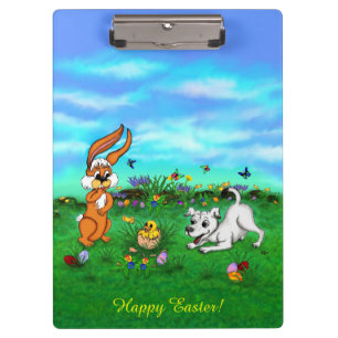 Ostern - Hündchen Kapuzinerkolben und Küken Klemmbrett