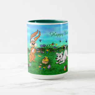 Ostern - Hündchen Kapuzinerkolben und Küken Tasse