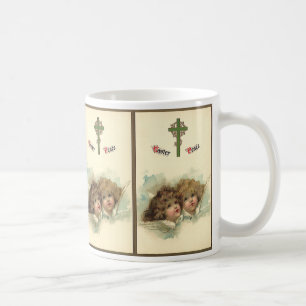 Ostern im Vintage-Stil, Engel in den Wolken im Him Kaffeetasse