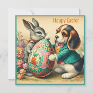 Ostern im Vintage-Stil ~ FROHE OSTERN ~ Beagle~ Feiertagskarte