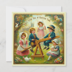 Ostern im Vintage-Stil ~FÜR SIE ZU OSTERN~Kinder ~ Feiertagskarte