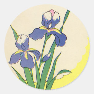 Ostern im Vintage-Stil, lila Garten-Iris-Blumen Runder Aufkleber