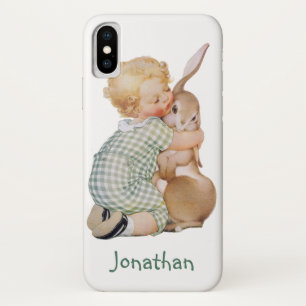 Ostern im Vintage-Stil, süßer Junge mit Kaninchen Case-Mate iPhone Hülle