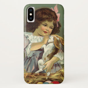 Ostern im Vintage-Stil, viktorianisches Mädchen Ha iPhone X Hülle