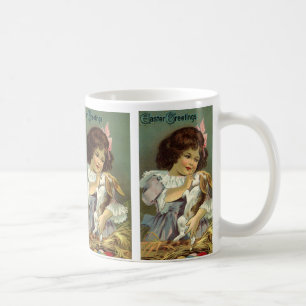 Ostern im Vintage-Stil, viktorianisches Mädchen Ha Kaffeetasse