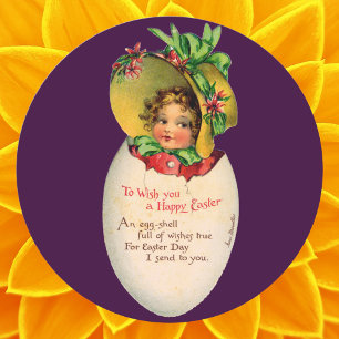 Ostern im Vintage-Stil, viktorianisches Mädchen mi Runder Aufkleber