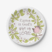 Ostern ist Gottes Geschenk der Liebe Blumenreath Pappteller (Vorderseite)