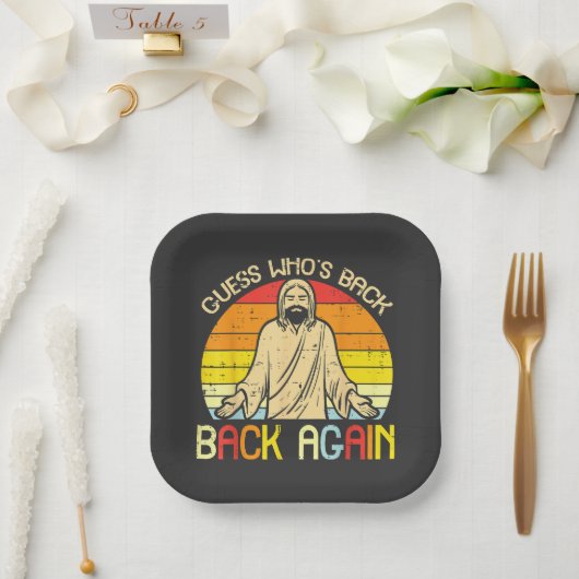 Ostern Jesus Errate Wer ist zurück Religiös Christ Pappteller (Hochzeit)