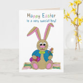 Ostern, Junge, gestopfte Osterhase Karte (Gelbe Blume)