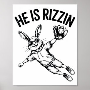 Ostern Jungen Bunny Gesicht Sonnenbrille Baseball Poster