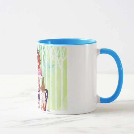 Ostern-Kaninchen-Brunch mit kleinem Mädchen Tasse (Rechts)