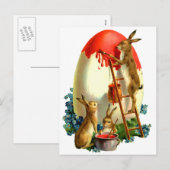 Ostern-Kaninchen Feiertagspostkarte (Vorne/Hinten)