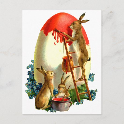 Ostern-Kaninchen Feiertagspostkarte (Vorderseite)