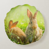 Ostern-Kaninchen Rundes Kissen (Rückseite)