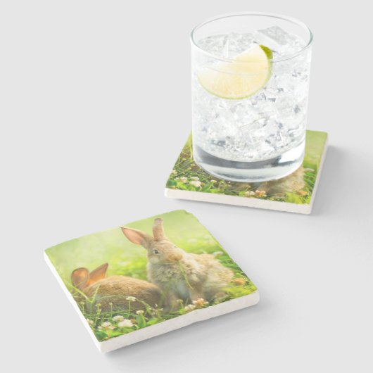 Ostern-Kaninchen Steinuntersetzer (Seitenansicht)