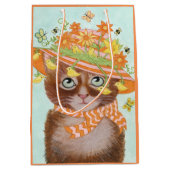 Ostern-Katze in Ostern-Mütze mit Schmetterlingen Mittlere Geschenktüte (Vorderseite)