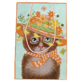 Ostern-Katze in Ostern-Mütze mit Schmetterlingen Mittlere Geschenktüte (Rückseite)