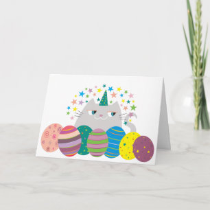 Ostern-Katzeniedlicher Unicorn Caticorn hat Feiertagskarte