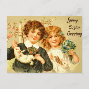 Ostern-Kinderhäschen-antiker Feiertagspostkarte