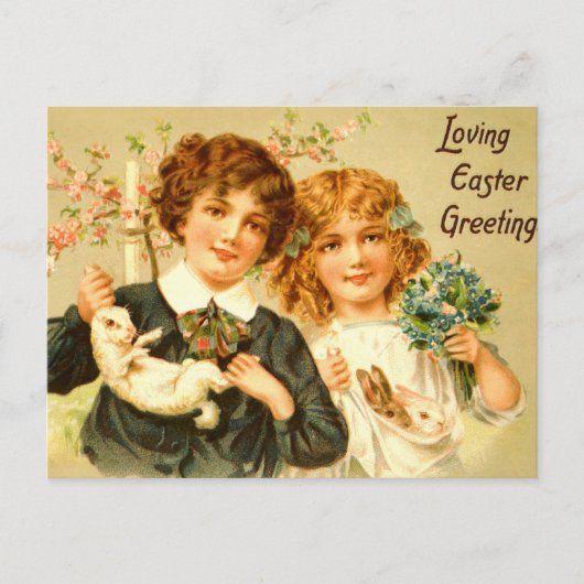 Ostern-Kinderhäschen-antiker Feiertagspostkarte (Vorderseite)