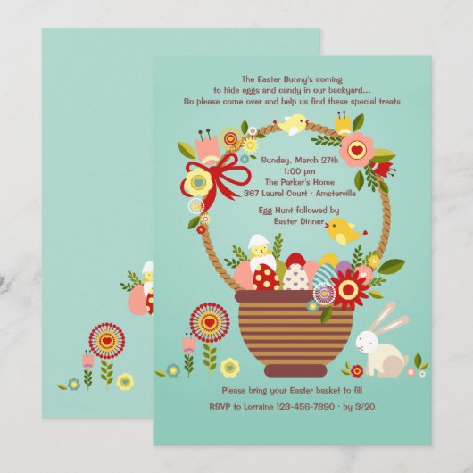 Ostern-Korb-Einladung Einladung (Vorne/Hinten)