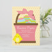 Ostern-Korb-Küken-Ostern-Party Einladung (Stehend Vorderseite)