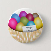 Ostern-Korb mit buntem Ei-Knopf Button (Vorderseite)