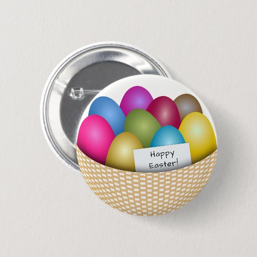 Ostern-Korb mit buntem Ei-Knopf Button (Vorne & Hinten)