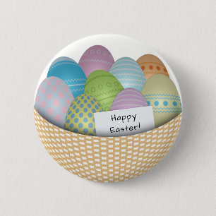 Ostern-Korb mit farbigem Ei-Knopf Button