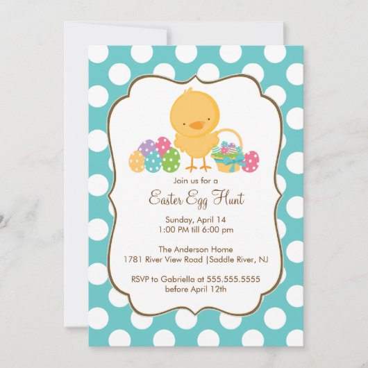 Ostern-Küken-Ei-Jagd-Ostern-Party Einladung (Vorderseite)