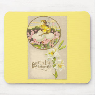 Ostern - Küken & Eier auf einem Baum - Antike Post Mousepad
