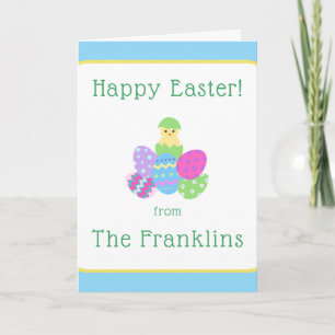 OSTERN Küken Eier und hellblaue Grüße NAME Feiertagskarte