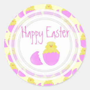 Ostern-Küken: Glückliche Ostern-Aufkleber Runder Aufkleber