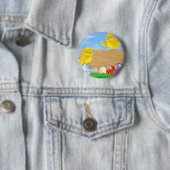Ostern-Küken und hölzernes Zeichen Button (Beispiel)