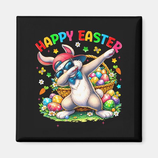 Ostern Lustiger Dabbing-Hase Frohe Ostern Männer F Magnet (Vorne)