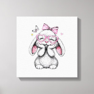 Ostern Mädchen Süße Hase Gesicht Rosa Ostern Kinde Leinwanddruck