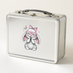 Ostern Mädchen Süße Hase Gesicht Rosa Ostern Kinde Metall Brotdose