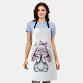 Ostern Mädchen Süße Hasen Gesicht Rosa Ostern Kind Schürze (Getragen)